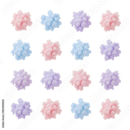 Pastel colored smoke clouds floating, transparent background