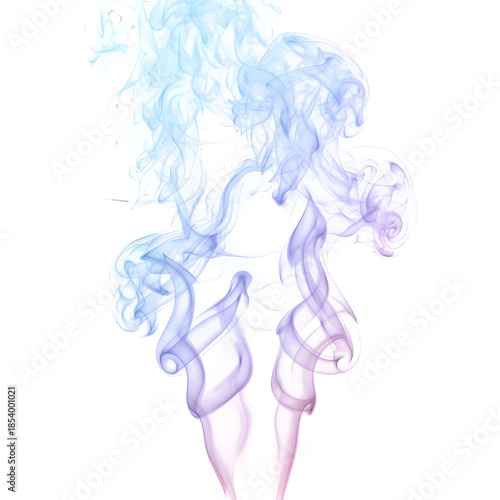 Abstract flowing blue and purple smoke, transparent background