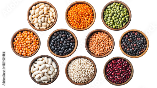 Assortment of legumes, healthy protein source, raw ingredients for cooking