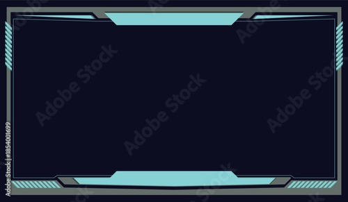 Futuristic gaming stream overlay with vibrant cyan accents on a dark background