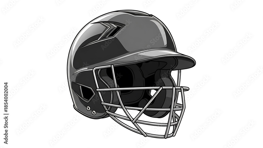Fototapeta premium Professional cricket helmet with protective face guard and shiny exterior