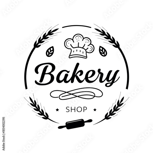 bakery shop logo design silhouette vector line art logo design