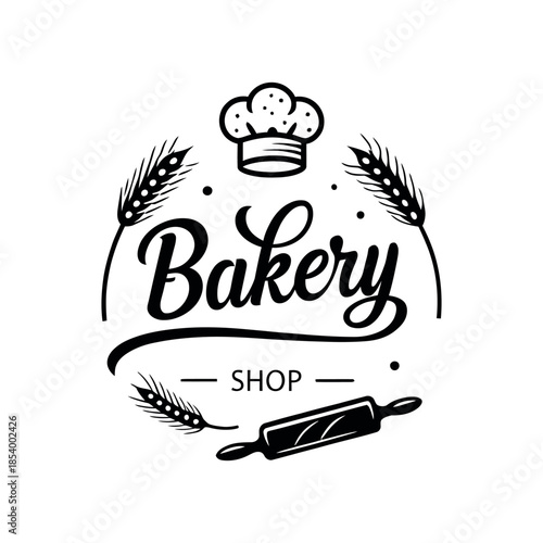 bakery shop logo design silhouette vector line art logo design