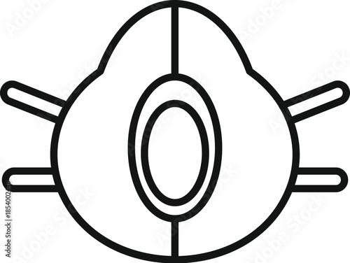 Respirator mask icon providing personal protection against viruses and dust particles