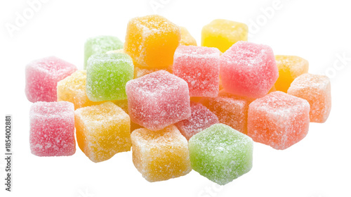 Multicolored jelly candy. sweet sugar cubes. delicious dessert.