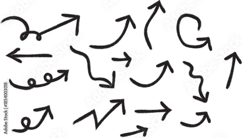 hand drawn arrow directions set