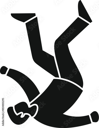 Man silhouette falling, representing accident, failure, or danger concept