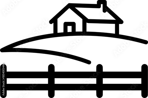 Farm Icon Representing Rural Agriculture and Livestock Industry