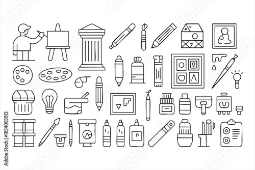 Creative Art Line Icons for Design Apps, Illustration Interfaces