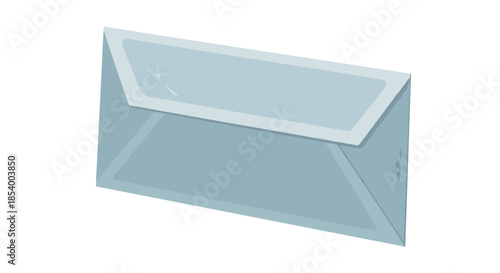 Faded envelope with a subtle blue tint isolated on a pristine white background, highlighting its geometric shape and minimalist design