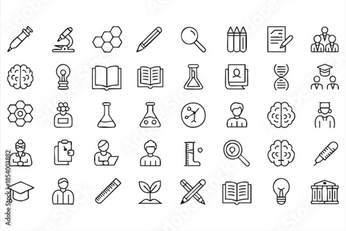 Education and Science UI Line Icons for E Learning Apps and Platforms