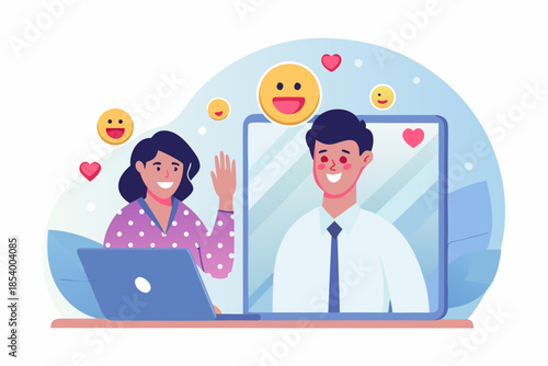 Connecting with loved ones a digital illustration of a video call moment