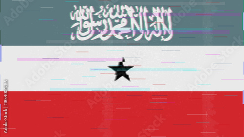 Somaliland glitch flag vector, RGB split distortion, digital abstract video frame illustration