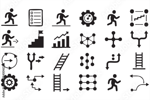 Business Process UI Icons for Workflow Dashboards and Automation Tools