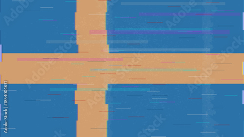 Sweden glitch flag vector, RGB split distortion, digital abstract video frame illustration