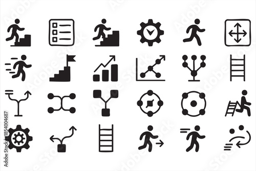 Business Workflow Icons for Dashboards, Metrics, and KPI Tracking