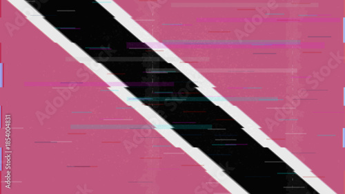 Trinidad and Tobago glitch flag vector, RGB split distortion, digital abstract video frame illustration