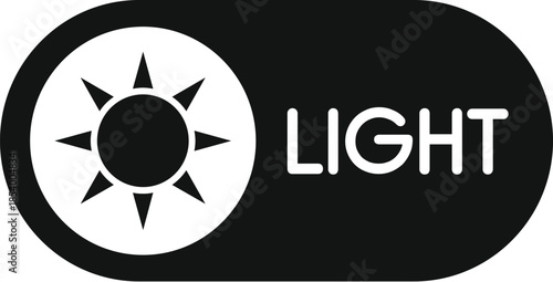 Sun icon and light text on a black and white toggle button