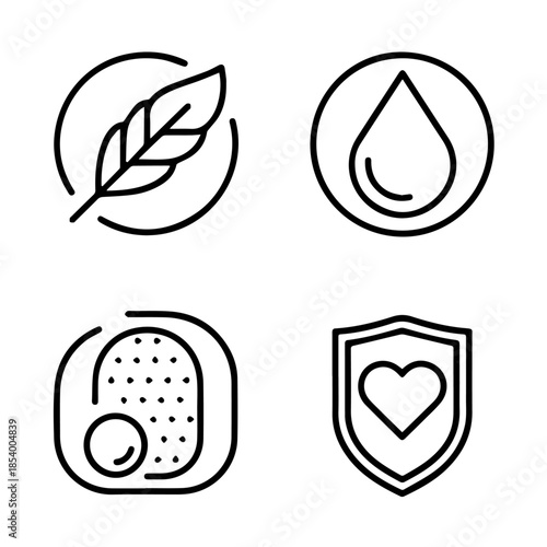 Sensitive skin icon set, Sensitive skin logo set, Sensitive skin vector set, Sensitive skin label, logo, badge, sign, symbol