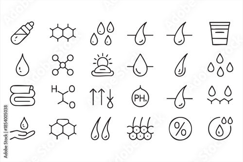 Skincare and Haircare Line Icons for Beauty Apps and Cosmetic Branding