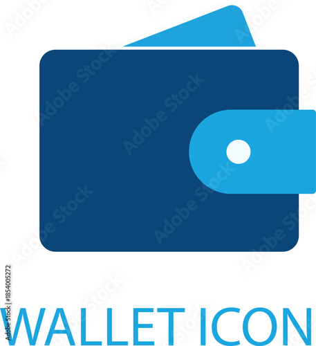 A simple blue wallet icon with a card partially visible