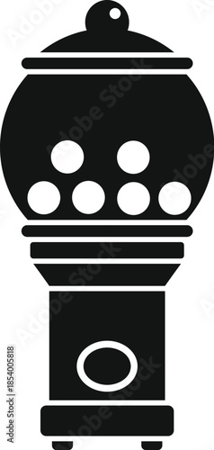 Gumball machine icon with sweets representing confectionery, snack, and retro concept