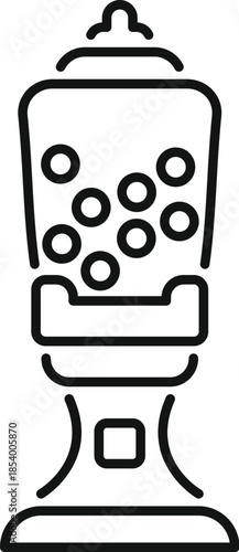 Gumball machine dispenser providing candy in a simple line art icon style