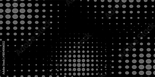 dark grey halftone and grunge pattern. Retro comic gradient background. dark grey dotted texture overlay. Cartoon pop art faded gradient pattern. backdrop for poster, banner, advertisement, event