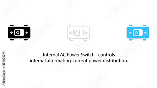 Internal ac power switch icons for controlling alternating current power distribution