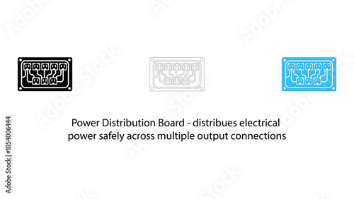 Power distribution board icon illustrations for electrical connections