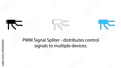 Pwm signal splitter icon shows distribution of control signals to multiple devices