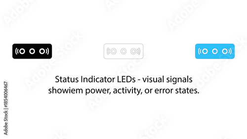 Status indicator leds show power, activity, or error states