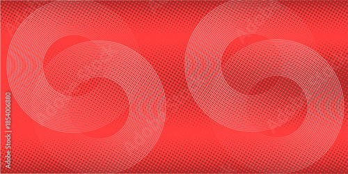 Collection of red concentric circles. Collection of radial sound wave or sonar rings. Pack of radar icon symbols, targets, dashed lines, halftones.