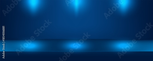 Blue empty room studio used for background and display of content design. banner for advertise product on website. vector Illustration design.