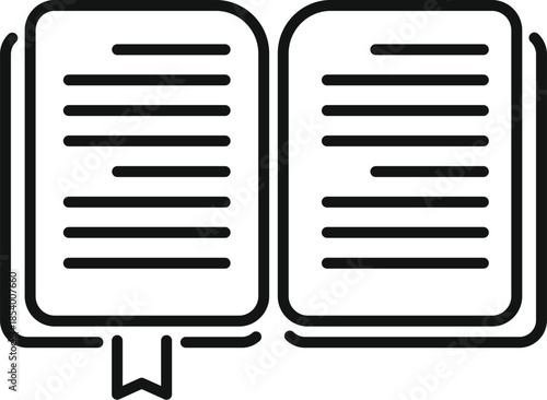 Open book displaying text lines with a bookmark, representing education and knowledge