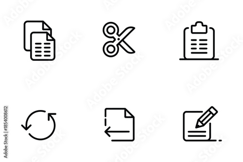 Office Document Management and Editing Tool Line Icons