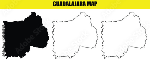 Guadalajara map silhouette city boundary outline graphic vector illustration set on transparent background for travel tourism