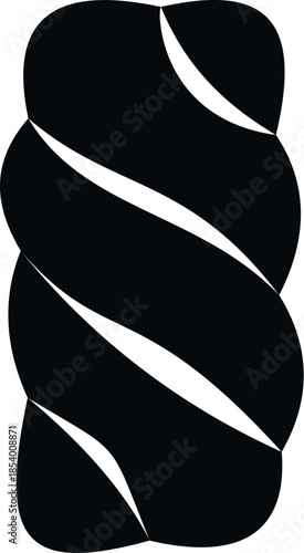Marshmallow icon featuring a sweet twisted treat in black and white