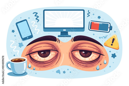 Tired eyes and digital fatigue: screen overload and coffee breaks