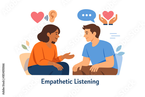 Empathetic communication between two people using active listening techniques