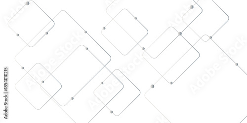 abstract technology concept white background. geometric modern background design with square lines and dots. business illustration vector.