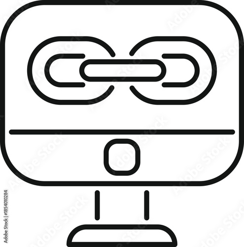 Computer screen showing a chained link symbol representing a digital connection or backlink