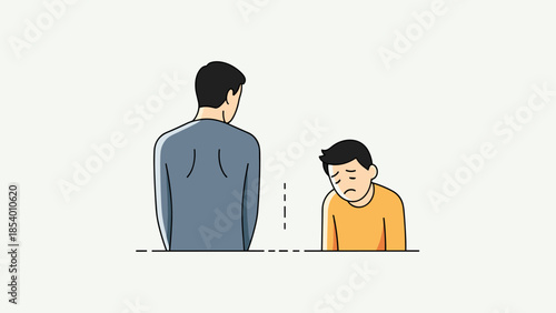 Father and son disagreement in minimalist style