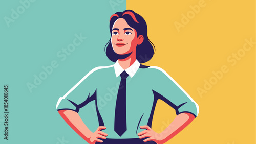 Confident professional woman in colorful retro style