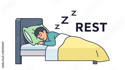 Peaceful sleep: man resting comfortably in bed