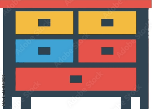 Minimalist colorful chest of drawers furniture illustration in flat design style