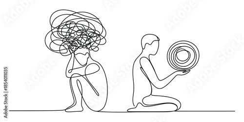 Navigating the mind: illustrating the shift from overwhelm to calm focus and mental clarity