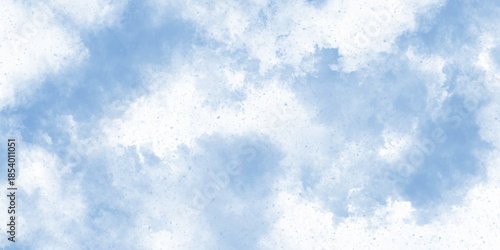 blue watercolor sky with clouds. brush strokes on white paper background. watercolor splash template. sky nature landscape background. blue watercolor splash stroke of cloudy sky.
