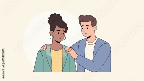 Supporting friend: comfort and empathy in minimalist style