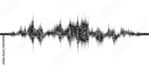 Vector retro grunge sound wave pattern. Audio equalizer halftone design with pulse effect